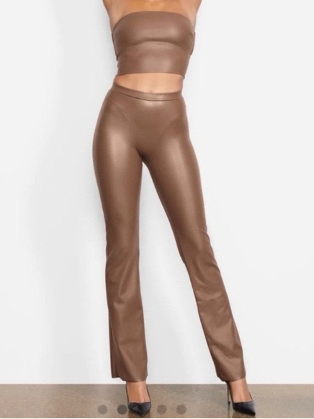 Skims Faux leather Boot Cut pant in coco size M